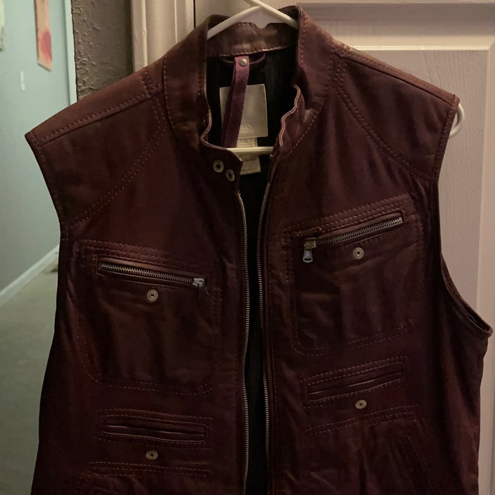 Burgundy Diesel real leather vest size large
